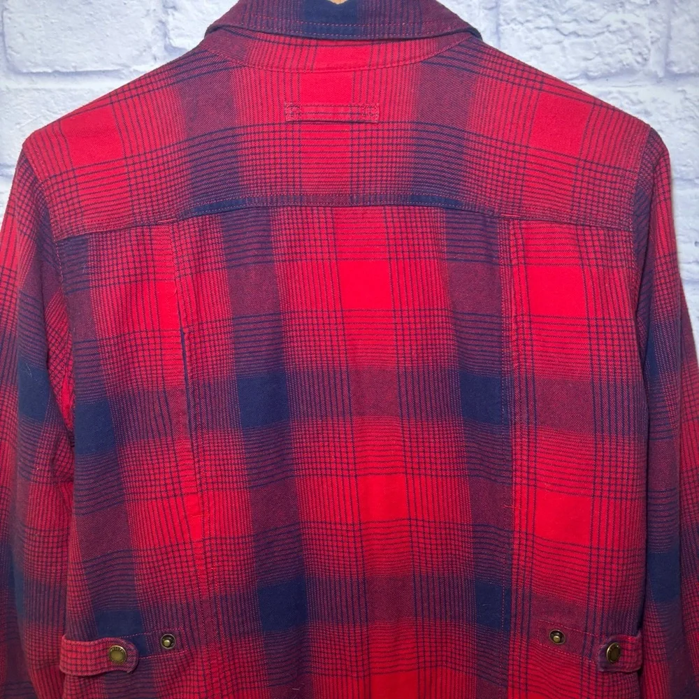 DULUTH TRADING FREE SWINGIN FLEECE LINED PLAID FLANNEL SHIRT JACKET SHACKET Med